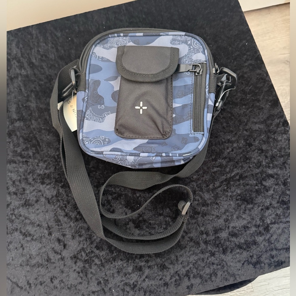 New Sun and Stone Navy Camo men’s mini cross body bag